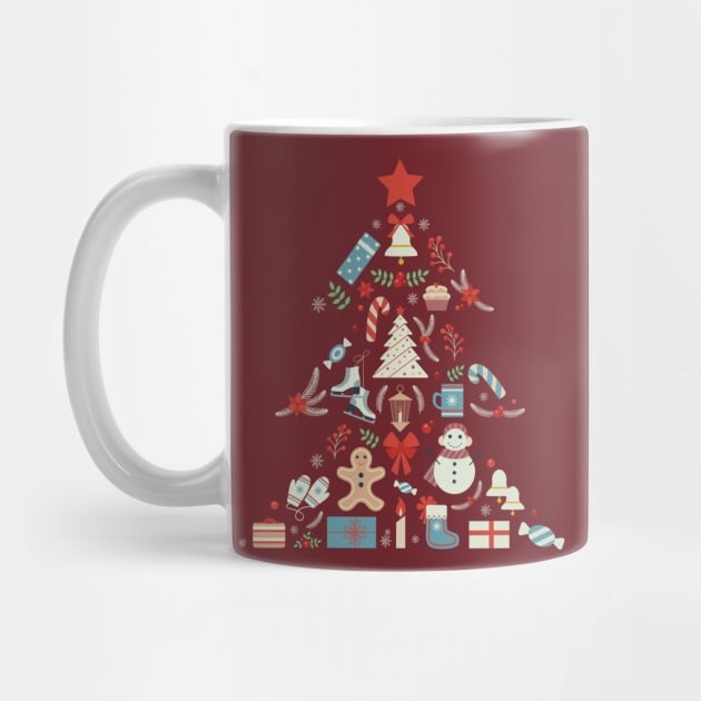 Christmas Tree Shape With Snowman And Ornaments by i am Cuta